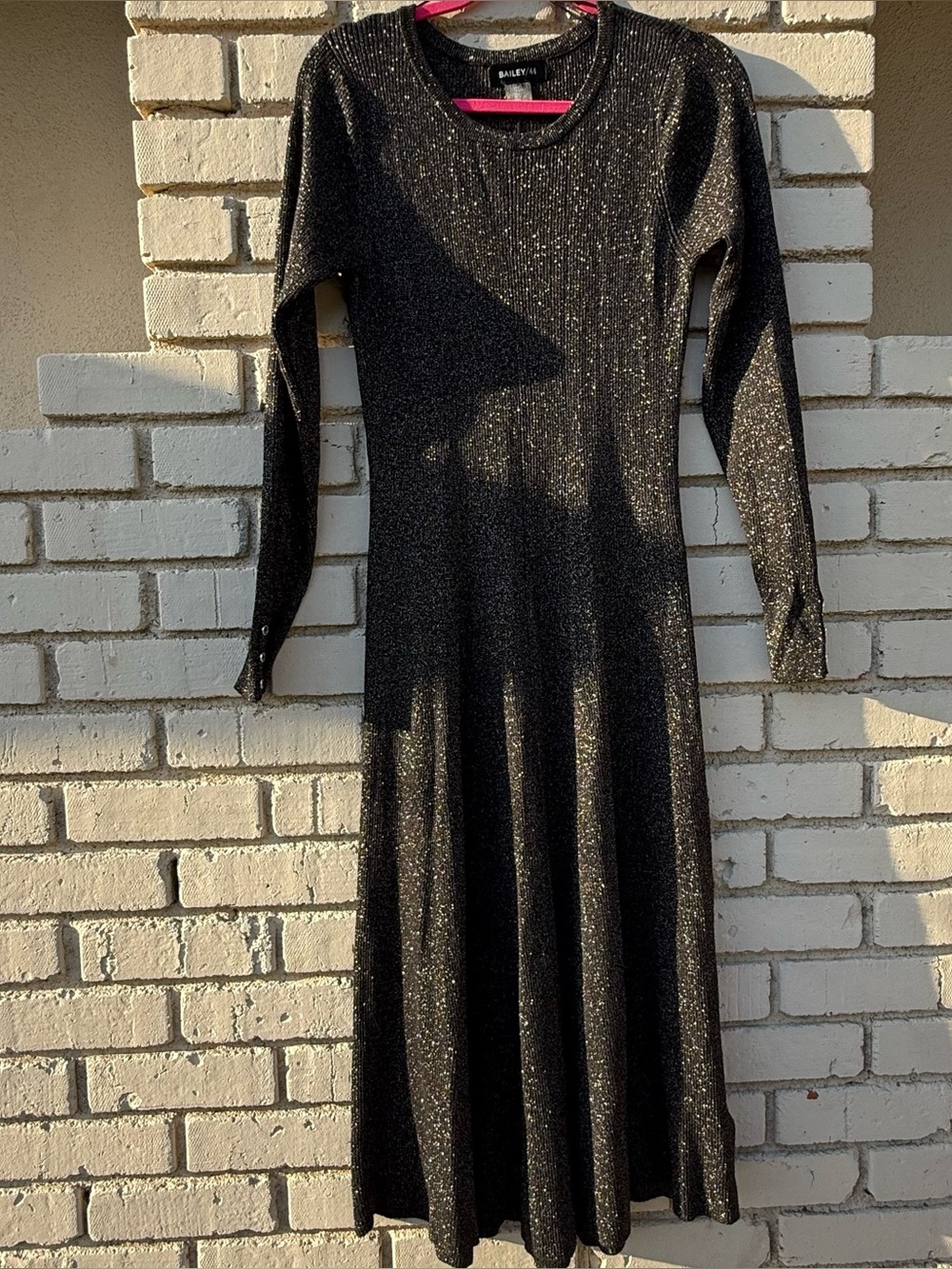 Bailey/44 Sparkle Longsleeve Midi Sweater Dress in Black - Size Large